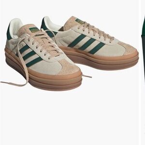 adidas Gazelle Bold Platform Sneakers Green/Cream — Excellent Used - Size 6